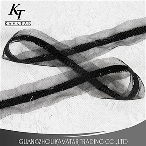Classics Strip Shape Black Beaded Lace Ribbon To Decorative Clothing