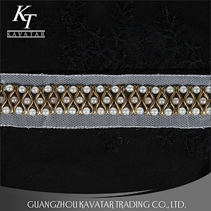 Beaded Pearls Accessories Trim Bride Lace Ribbon Trimming For Decorative