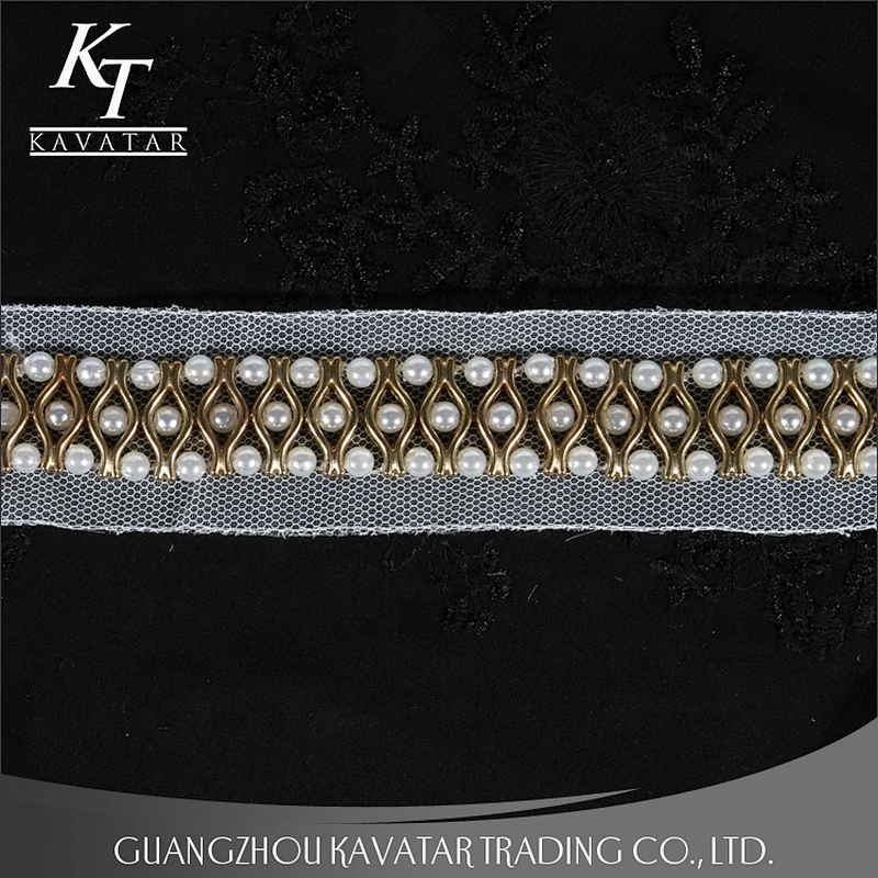 Beaded Pearls Accessories Trim Bride Lace Ribbon Trimming For Decorative