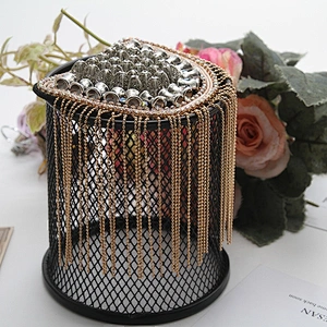Rhinestones Beaded Crystal Motifs Chain Fringe Patches for Clothing Shoulder Badge Sew on garment material bead patch