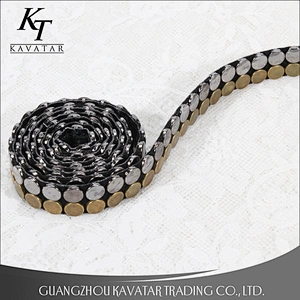 New design double rows round shape Copper stud trim tape decoration for clothes
