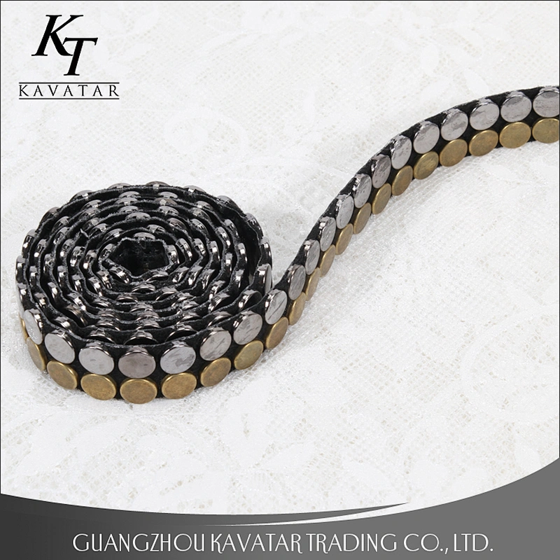 New design double rows round shape Copper stud trim tape decoration for clothes