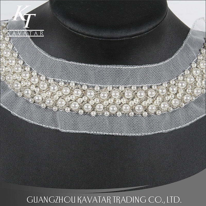 Wholesale Fashion White Pearl Beads Collar Embroidery Lace Trim