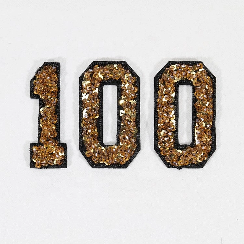 Classics Style Sequin Embroidered Number Patches For Clothes