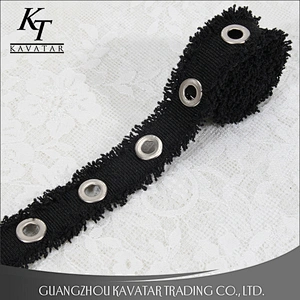 Factory price wholesale grosgrain eyelet lace trim fringe tape for garment,shoe,etc