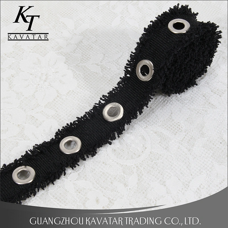 Factory price wholesale grosgrain eyelet lace trim fringe tape for garment,shoe,etc