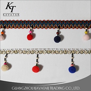 Wholesale mixed-color pom pom tassel different types of pompom trim for embroidered lace trim