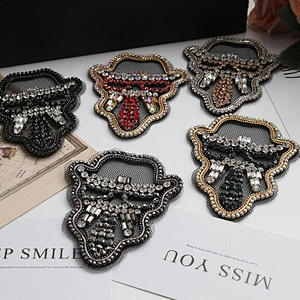 Factory Custom gold sequin and bungle beads embroidery patches custom patches for clothing