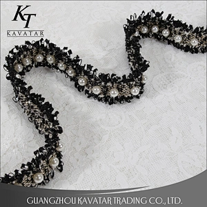 Hot sale 3.5cm handmade pearl beaded trimming for clothes