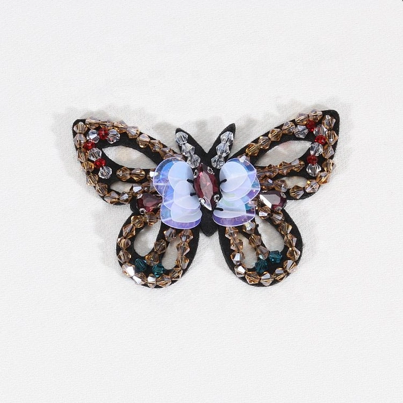 Popular Butterfly Design Sequins Rhinestone Beads Patches Sew On Clothing