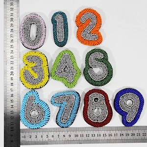 Exquisite beaded number patches for decoration hat,garment,bag