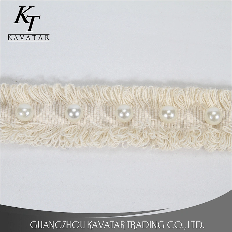 Good quantity beaded rivet on polyester lace tape for dress