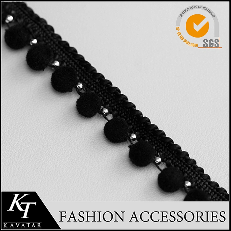 New design beaded lace trimming pom pom trim for dress