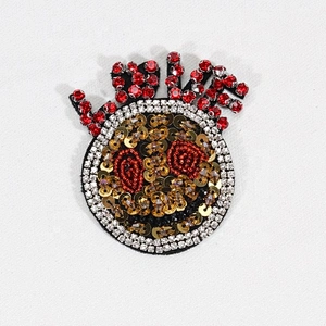 Fashion Round Gold Sequin Bead Applique With Rhinestone For Clothes Patches