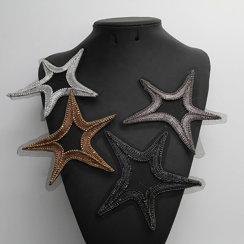 new arrival star rhinestone Beaded Patches Sew on clothing patch 3D  DIY T-shirt patches