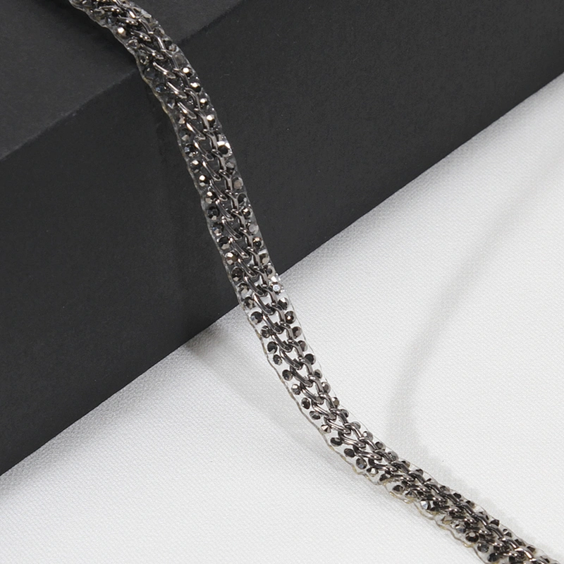 Unique Beaded Stud Hot Fix Trim Tape with Accessories Circle Chain