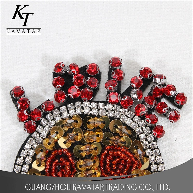Fashion Round Gold Sequin Bead Applique With Rhinestone For Clothes Patches