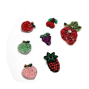 Christmas Cherry Flower Decorative Sew on Rhinestone Beaded Patches Wholesale patches for clothing