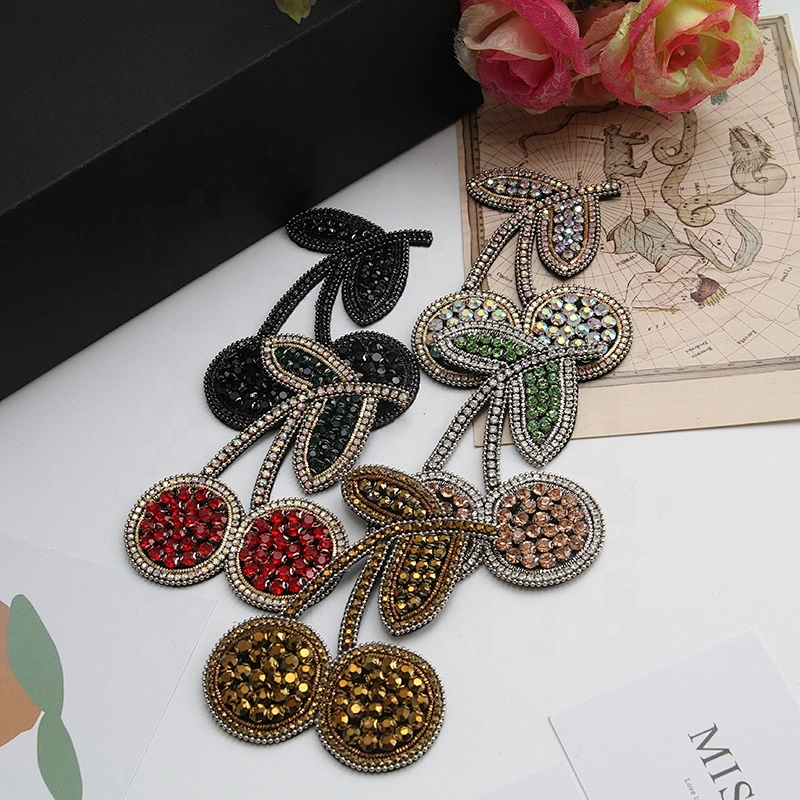 Batch cute custom personalized embroidery embroidery iron clothing cherry patch rhinestone beaded patches