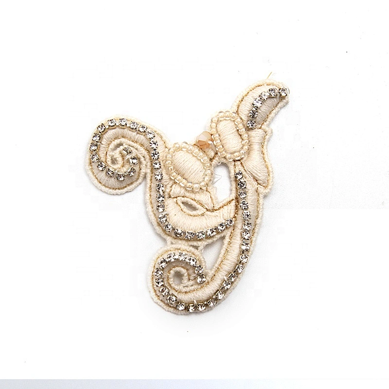 Christmas Cherry Flower Decorative Sew on Rhinestone Beaded Patches Wholesale patches for clothing