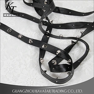 Wholesale cone shape studded trim pu trim ribbon decoration for garment bag shoe etc
