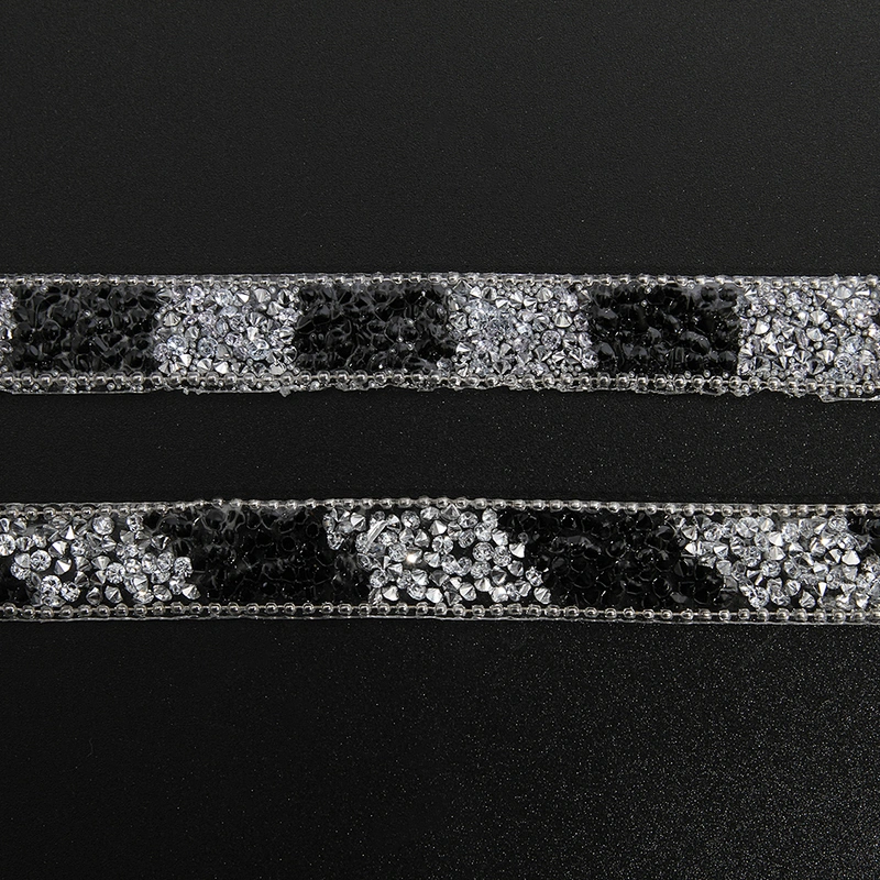 Kavatar Wholesale Hotfix motif designs Motif Rhinestones Glass DIY Weaved Ribbon Trim Iron on Trims