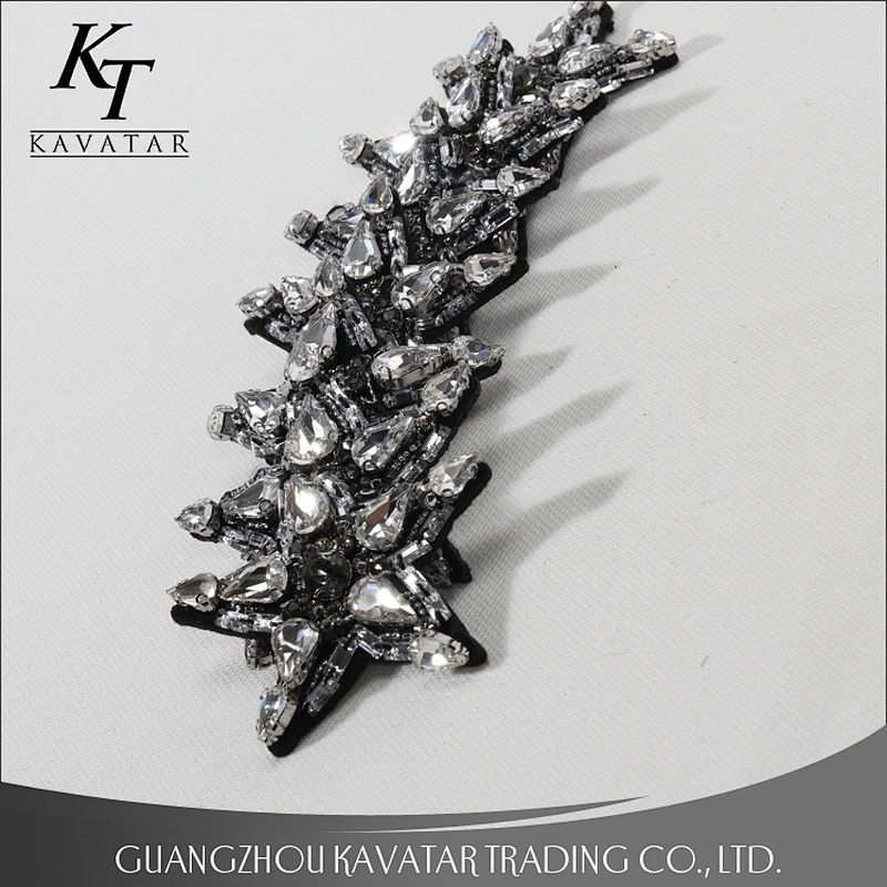 Factory Wholesale Fashion Star Style Designs Rhinestone Beaded Sew-On Patches