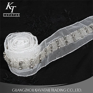 Accessories claw rhinestone beaded lace mesh trim decorate for bride wedding dress