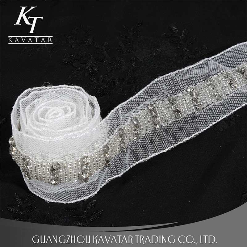 Accessories claw rhinestone beaded lace mesh trim decorate for bride wedding dress