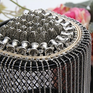 Rhinestones Beaded Crystal Motifs Chain Fringe Patches for Clothing Shoulder Badge Sew on garment material bead patch
