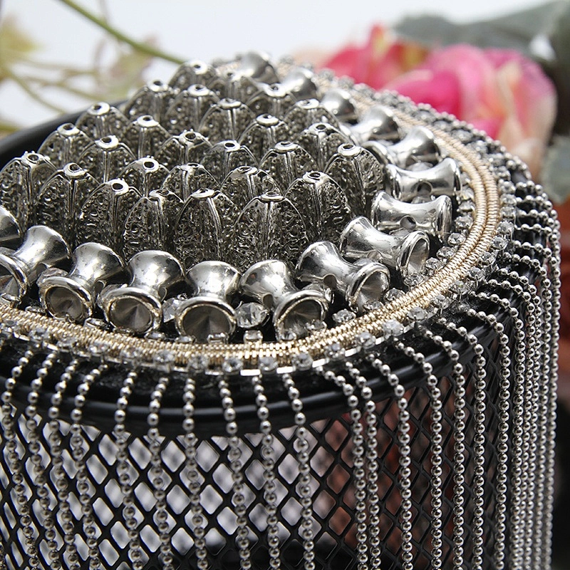 Rhinestones Beaded Crystal Motifs Chain Fringe Patches for Clothing Shoulder Badge Sew on garment material bead patch
