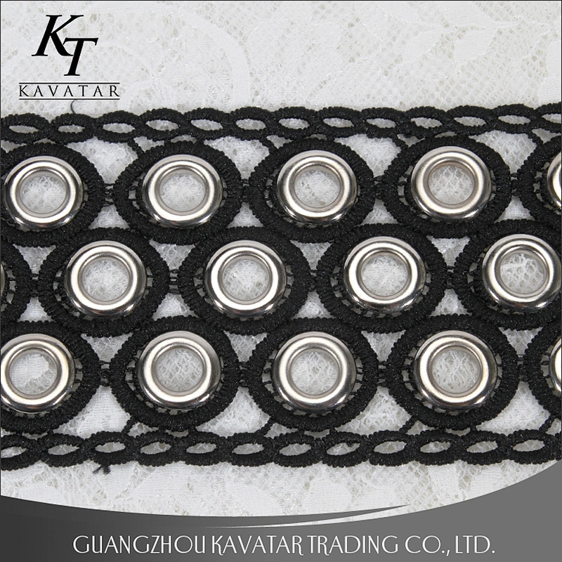kavatar color Accessories eyelet lace trim black color lace trim usage on garment decoration