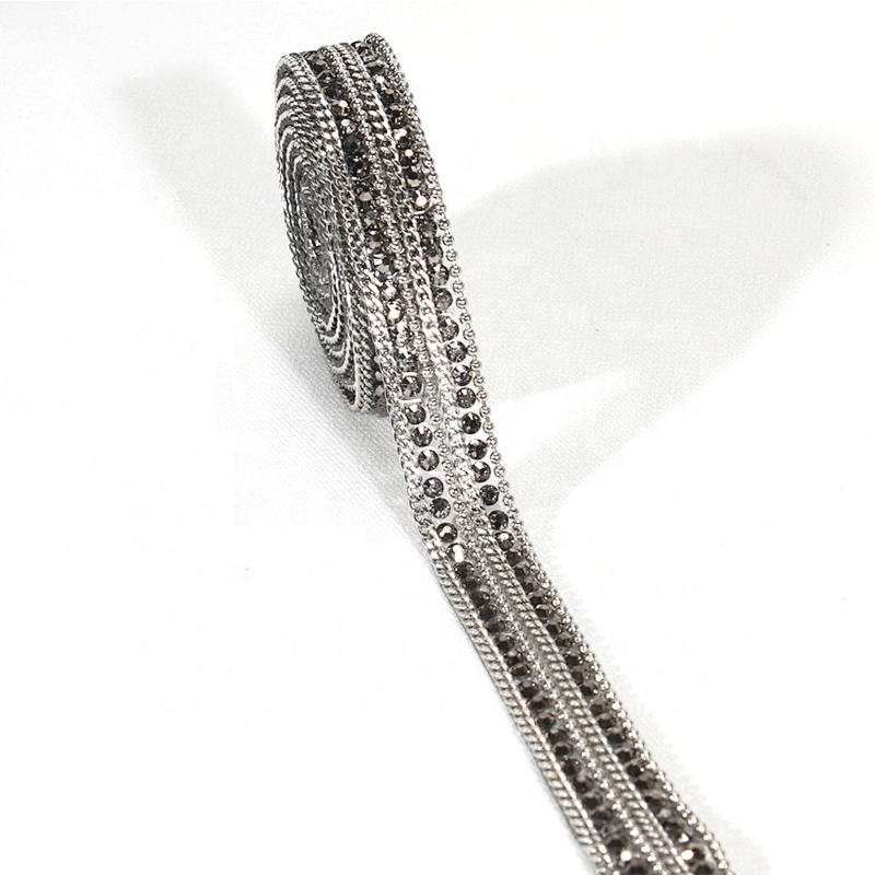 Kavatar 1cm Accessories Beads Chain Crystal Beaded Hotfix Trim Ribbon For Garments Decoration