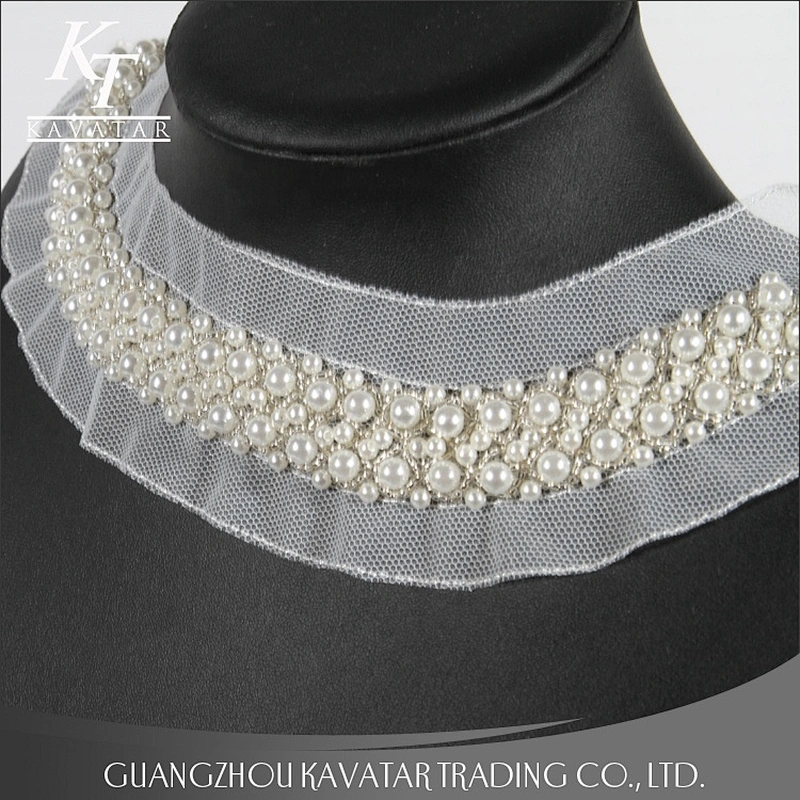 Wholesale Fashion White Pearl Beads Collar Embroidery Lace Trim
