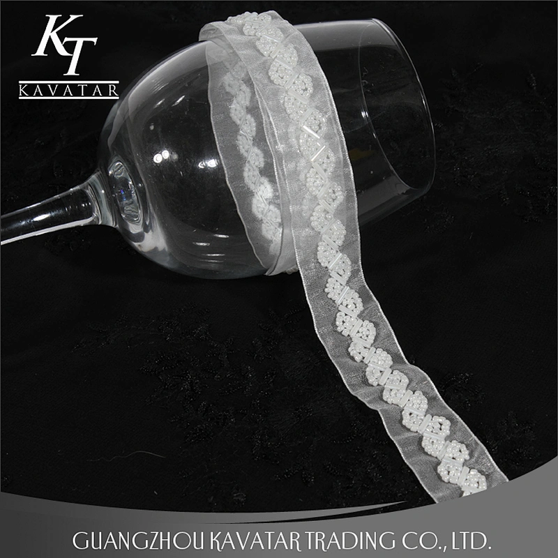 2.5cm width white beaded lace trim wholesale