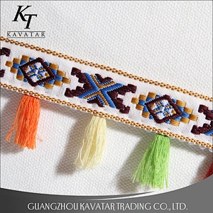 Ethnic style polyester tassel for clothing curtain home textile bags
