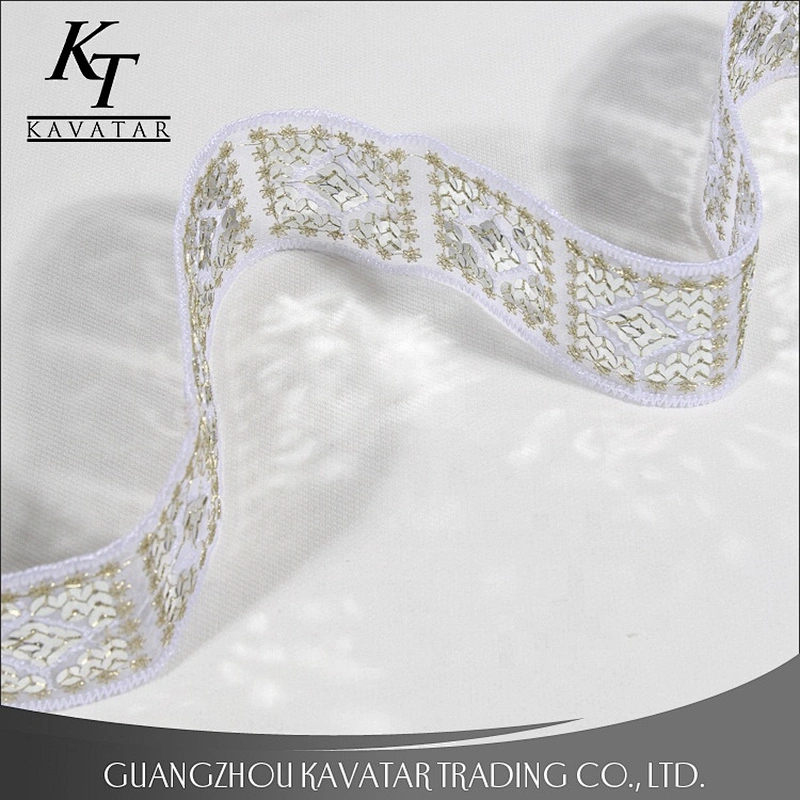 Best Popular White Sequin Trim Lace Decoration Ribbon For Dress