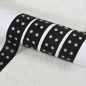 Newest design eyelet trim double rows white eyelet leather trim for garment,shoe,bags,etc