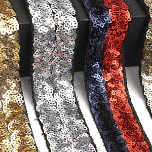 Wholesale New Arrival Double-Deck Lace Trim Hand Embroidery Sequin Tape For Dress
