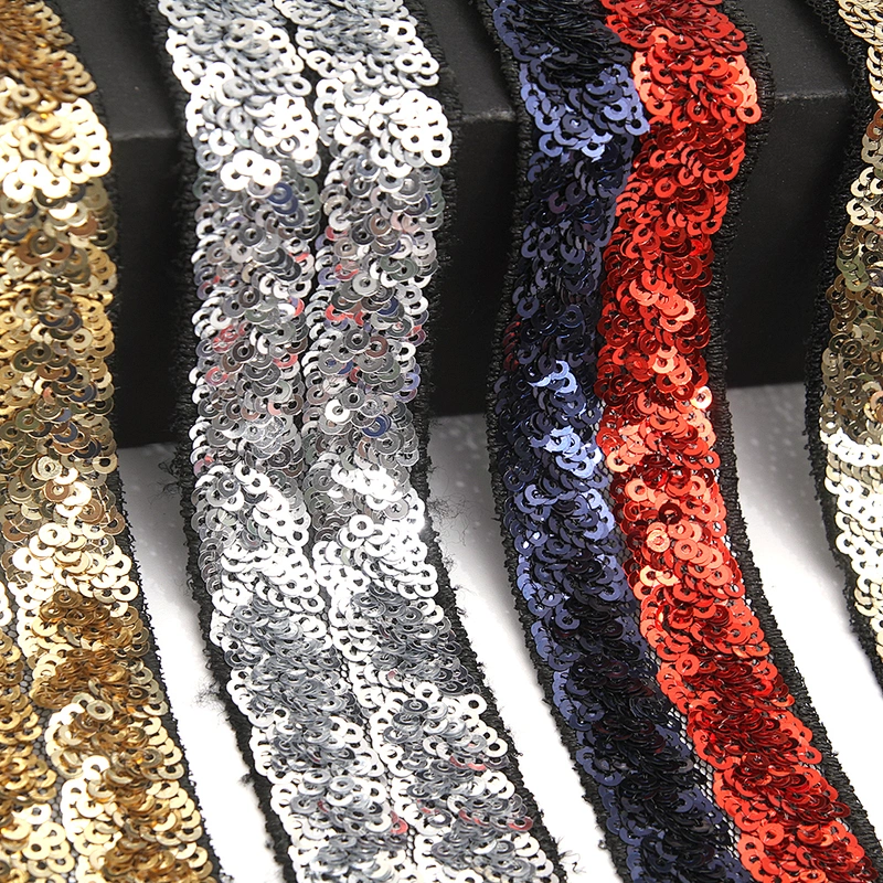 Wholesale New Arrival Double-Deck Lace Trim Hand Embroidery Sequin Tape For Dress