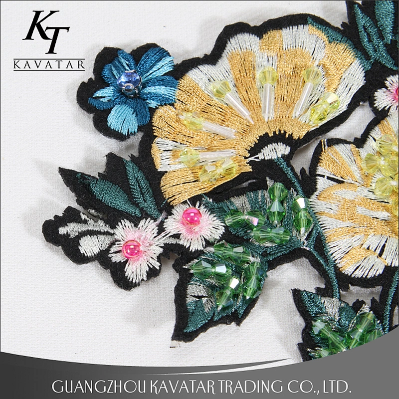 New arrival beaded crystal embroidery patches stick on jeans