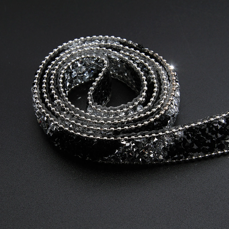 Kavatar Wholesale Hotfix motif designs Motif Rhinestones Glass DIY Weaved Ribbon Trim Iron on Trims