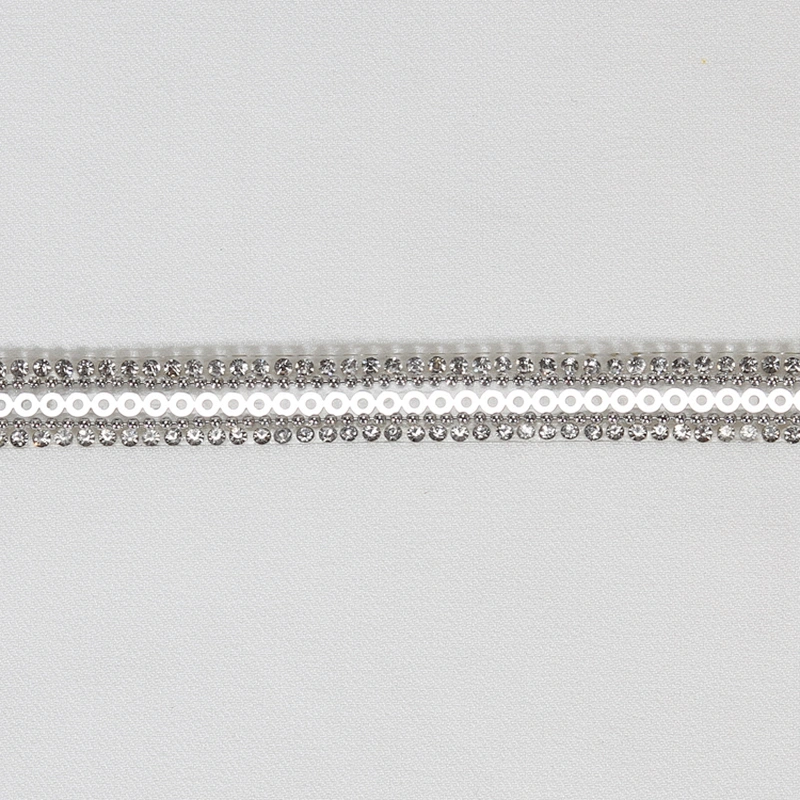1.1cm Decorative Chic Accessories Chain Crystal Beaded Sequin Hot Fix Rhinestone Transfer Tape for Clothes Sandals