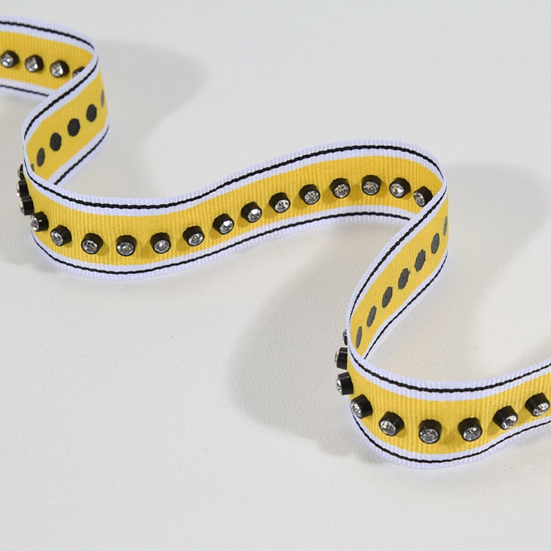 Semi-machine productive polyester crystal beaded tape stock wholesale