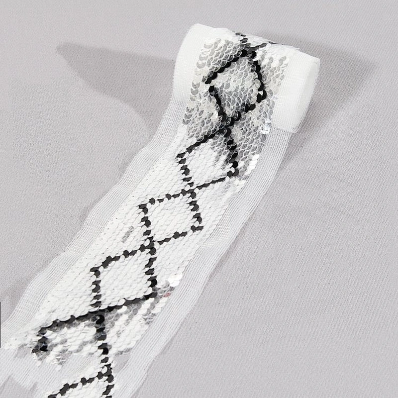 Custom Reversible Embroidery Sequin Lace Trim