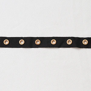 Wholesale gold eyelet stud grosgrain ribbon trim for garment and bags use