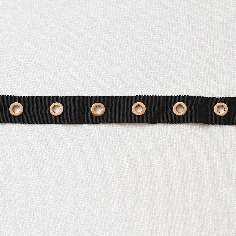 Wholesale gold eyelet stud grosgrain ribbon trim for garment and bags use
