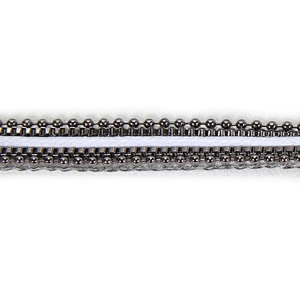 Black Iron On Copper Chained Hotfix Transfer Trim with White Strip Ribbon