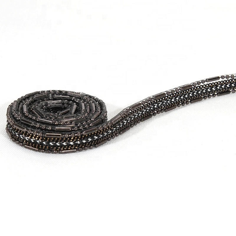 Kavatar Beads Accessories Chain Decorated Black Plastic Rhinestone Trim