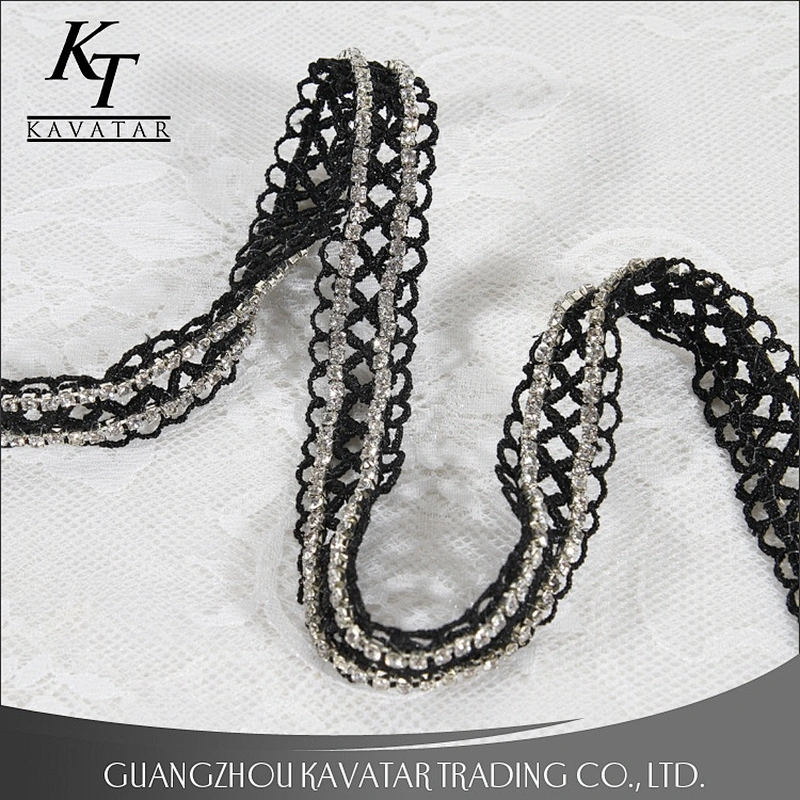 Crystal Beaded Polyester Eyelet Lace Trim